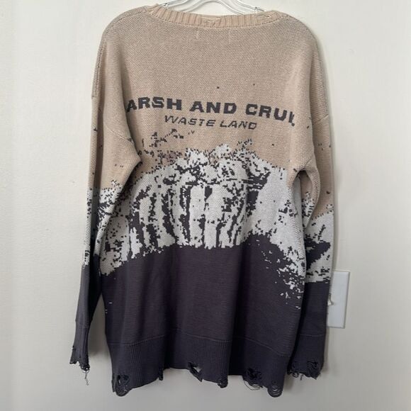 Harsh and Cruel Snow Mountain Ripped Oversized Sweater M - Picture 6 of 8